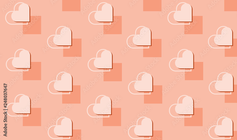 Vector beautiful geometric pattern with hearts. Holiday repeating texture for St. Valentine's Day. Simple stylish background Vector beautiful geometric pattern with hearts. Holiday repeating texture for St. Valentine's Day. Simple stylish background
