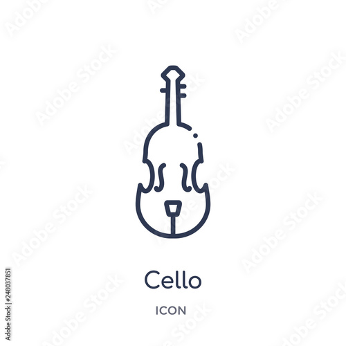 cello icon from music outline collection. Thin line cello icon isolated on white background.