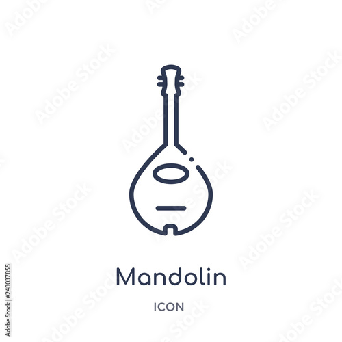mandolin icon from music outline collection. Thin line mandolin icon isolated on white background.