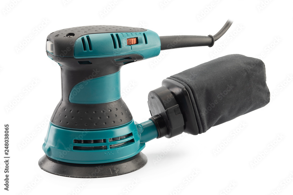 electric orbital sander isolated on white background. electric orbital sander isolated on white background.
