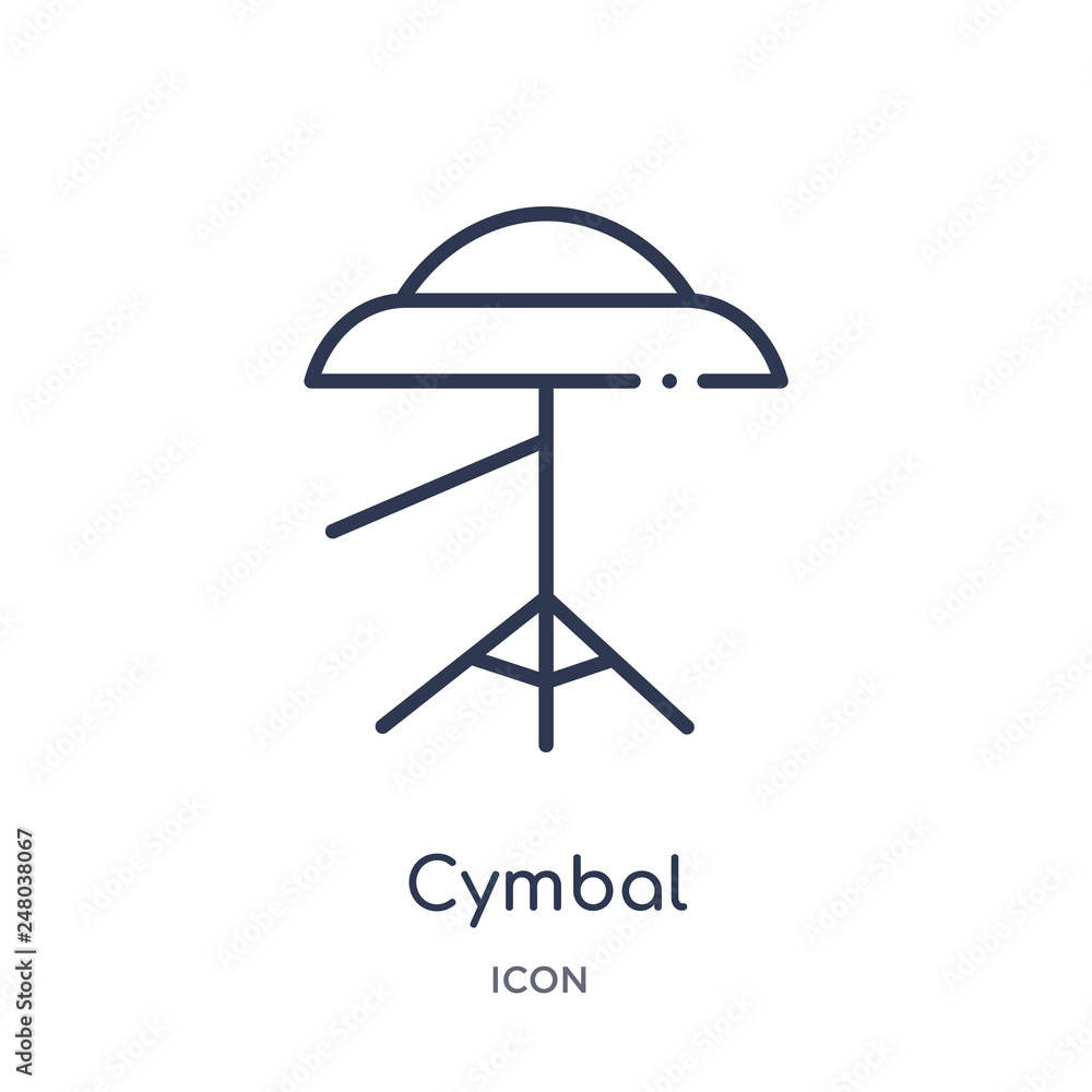 cymbal icon from music outline collection. Thin line cymbal icon isolated on white background. cymbal icon from music outline collection. Thin line cymbal icon isolated on white background.