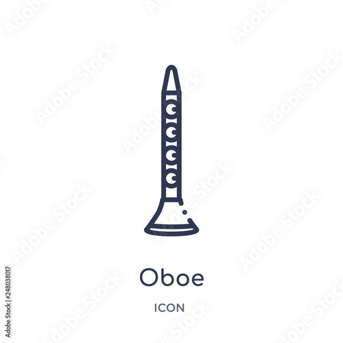oboe icon from music outline collection. Thin line oboe icon isolated on white background.