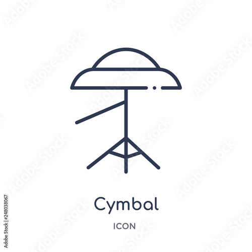 cymbal icon from music outline collection. Thin line cymbal icon isolated on white background.