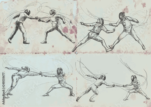 Fencing, collection - An hand drawn vector illustration. Freehand sketching.
