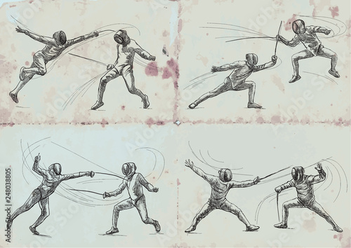Fencing, collection - An hand drawn vector illustration. Freehand sketching.