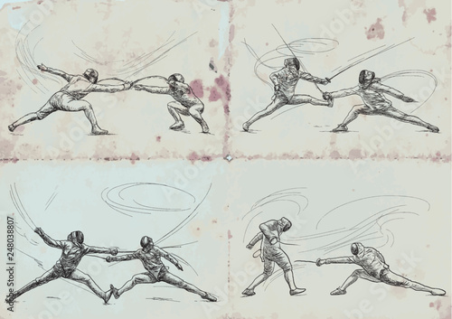 Fencing, collection - An hand drawn vector illustration. Freehand sketching.