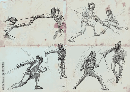 Fencing, collection - An hand drawn vector illustration. Freehand sketching.