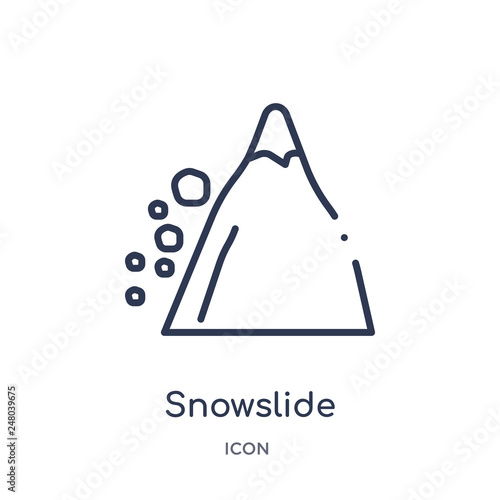 snowslide icon from nature outline collection. Thin line snowslide icon isolated on white background.