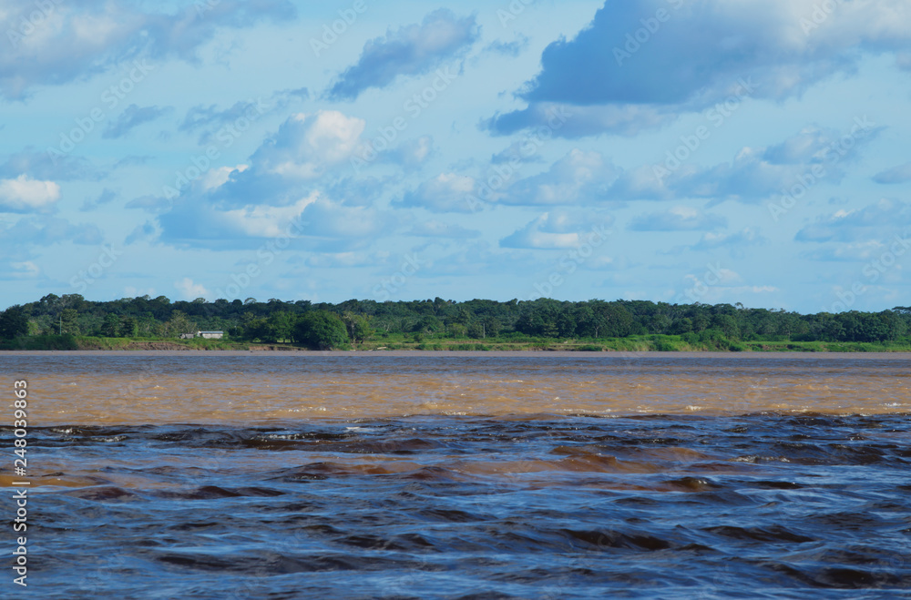 Meeting of Waters. Manaus, Amazonas, Brazil. Rio Negro river . 