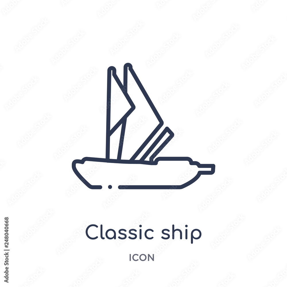 classic ship icon from nautical outline collection. Thin line classic ship icon isolated on white background. classic ship icon from nautical outline collection. Thin line classic ship icon isolated on white background.