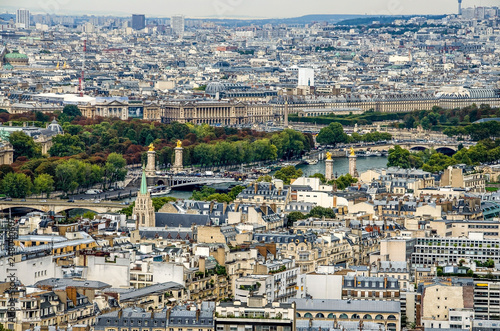 view on Paris and Sena from Eiffel tower