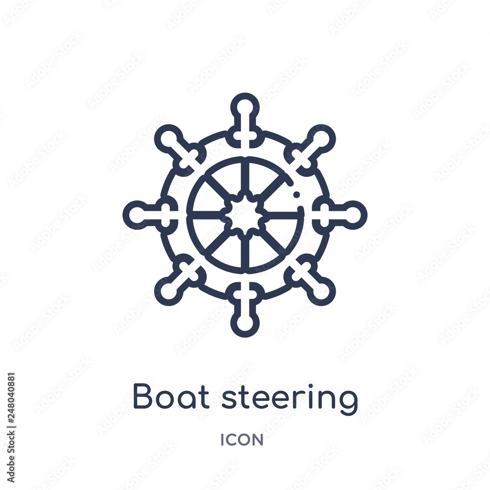 boat steering wheel icon from nautical outline collection. Thin line boat steering wheel icon isolated on white background. boat steering wheel icon from nautical outline collection. Thin line boat steering wheel icon isolated on white background.