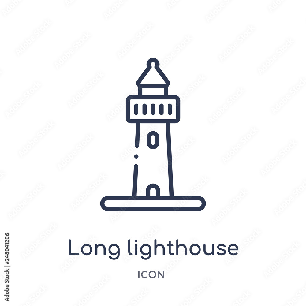 long lighthouse icon from nautical outline collection. Thin line long lighthouse icon isolated on white background. long lighthouse icon from nautical outline collection. Thin line long lighthouse icon isolated on white background.