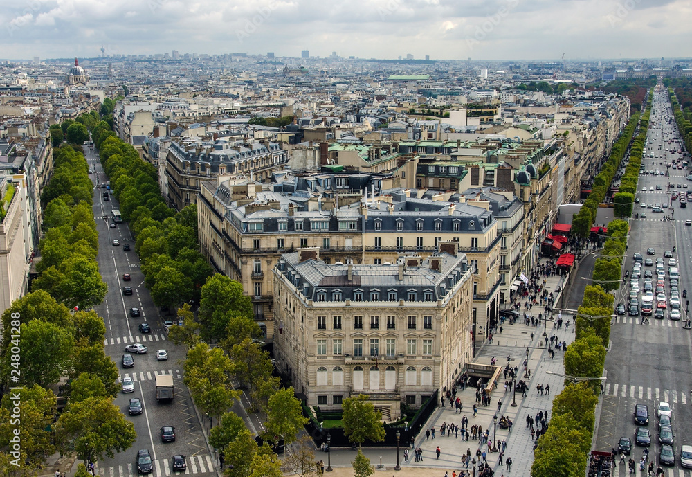 Paris view from Arc de Triumph. France.