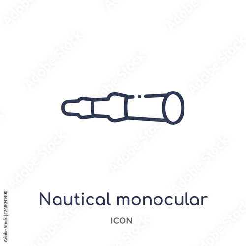 nautical monocular icon from nautical outline collection. Thin line nautical monocular icon isolated on white background.