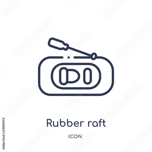 rubber raft icon from nautical outline collection. Thin line rubber raft icon isolated on white background.