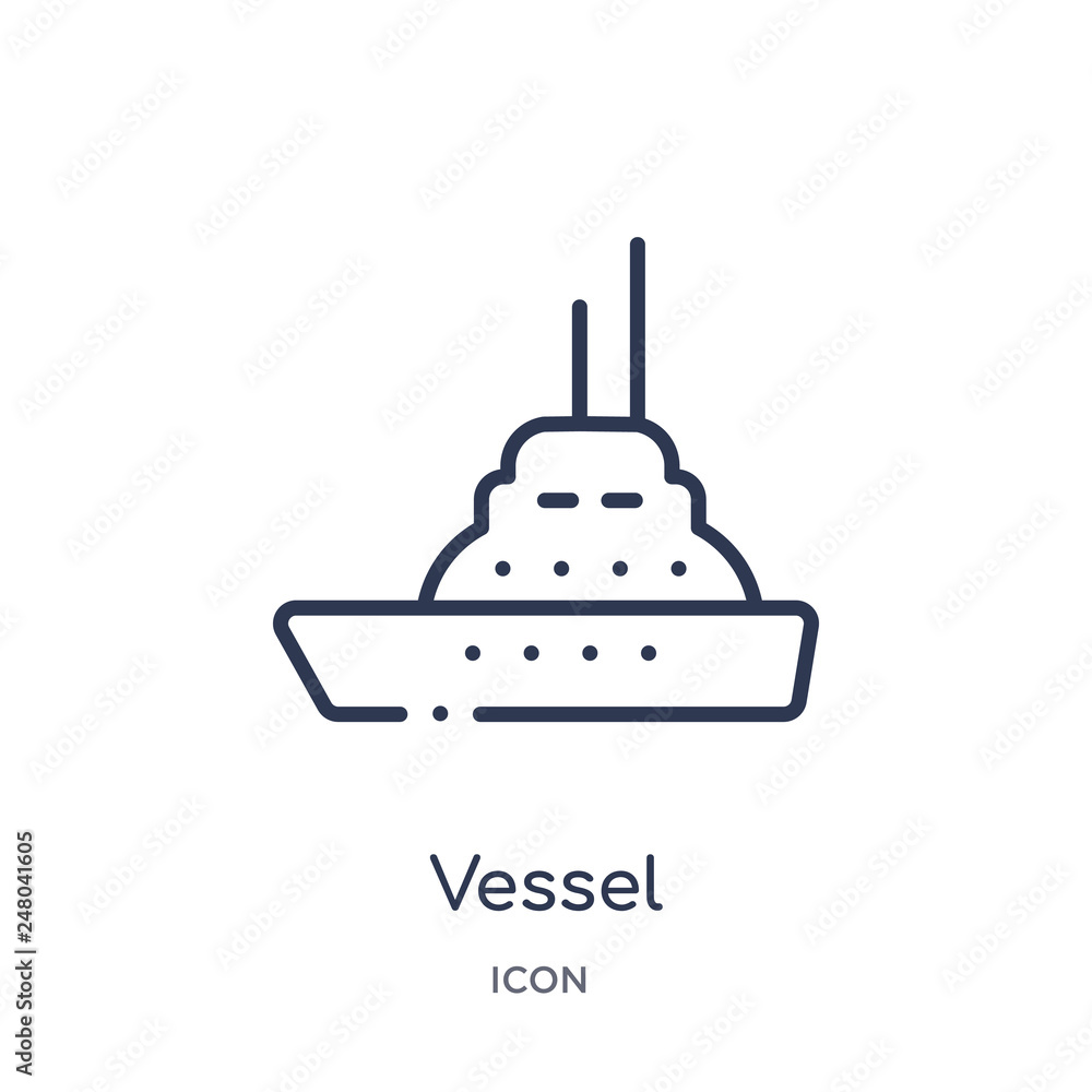 vessel icon from nautical outline collection. Thin line vessel icon isolated on white background. vessel icon from nautical outline collection. Thin line vessel icon isolated on white background.