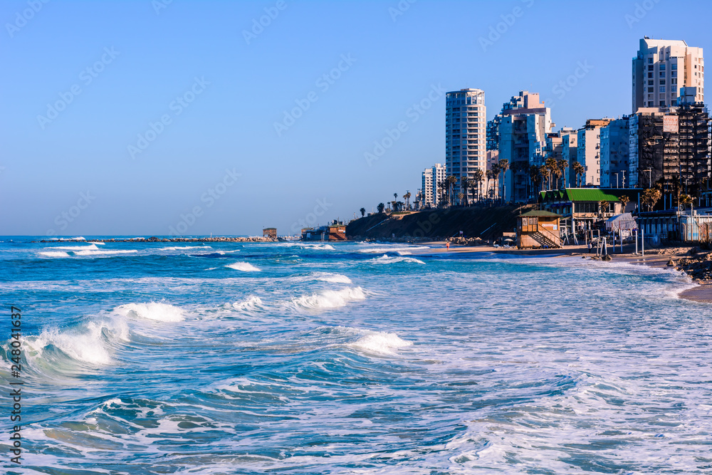 view from the sea to the city bat yam