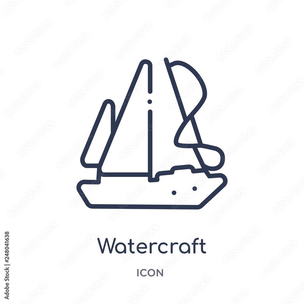 watercraft icon from nautical outline collection. Thin line watercraft icon isolated on white background. watercraft icon from nautical outline collection. Thin line watercraft icon isolated on white background.
