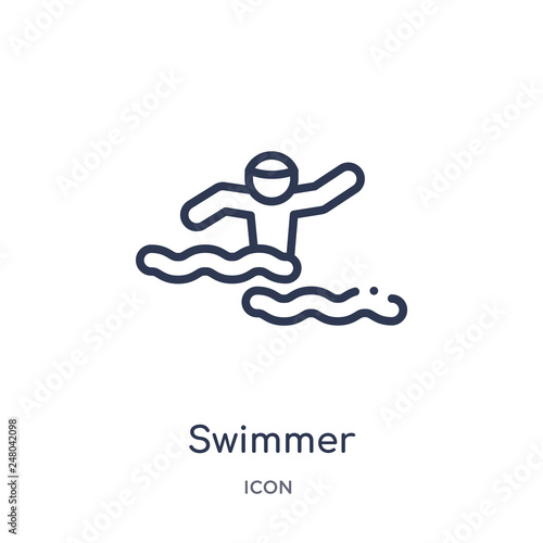 swimmer icon from olympic games outline collection. Thin line swimmer icon isolated on white background.