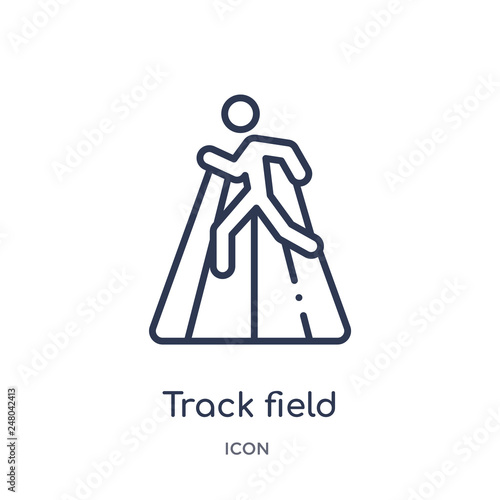 track field icon from olympic games outline collection. Thin line track field icon isolated on white background.