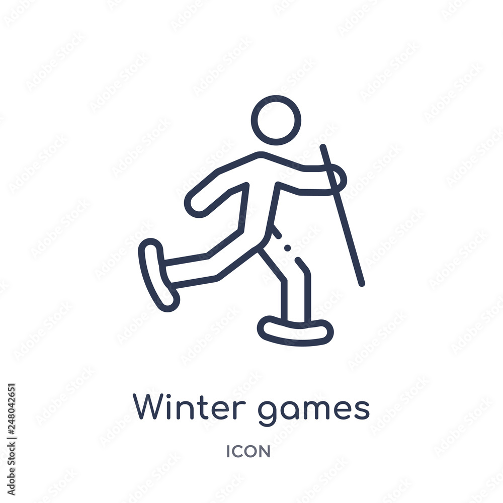 winter games icon from olympic games outline collection. Thin line winter games icon isolated on white background.