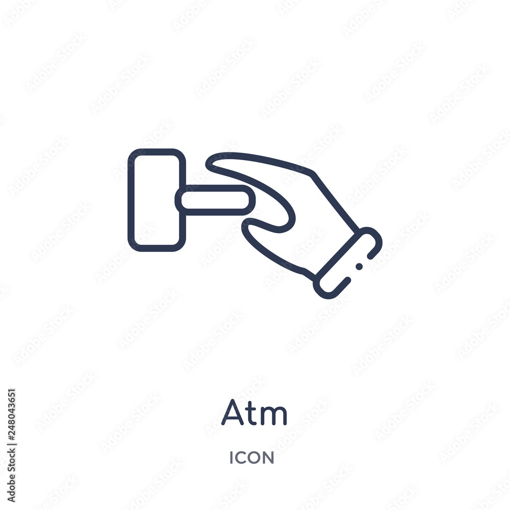atm icon from payment outline collection. Thin line atm icon isolated on white background. atm icon from payment outline collection. Thin line atm icon isolated on white background.