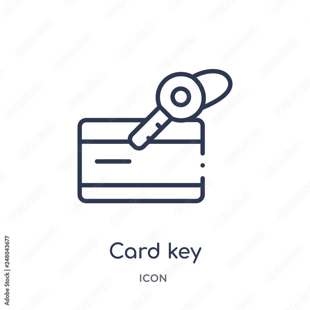 card key icon from payment outline collection. Thin line card key icon isolated on white background. card key icon from payment outline collection. Thin line card key icon isolated on white background.