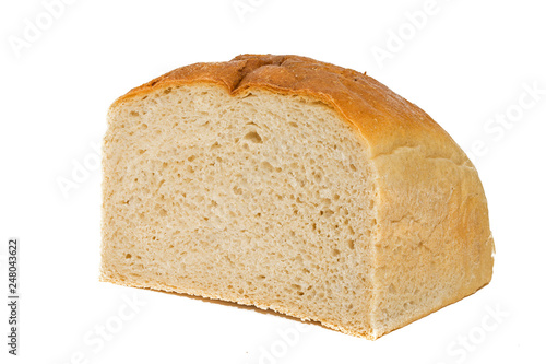 Wheat bread isolated on a white background. Square bread on a section - Isolate on a white background