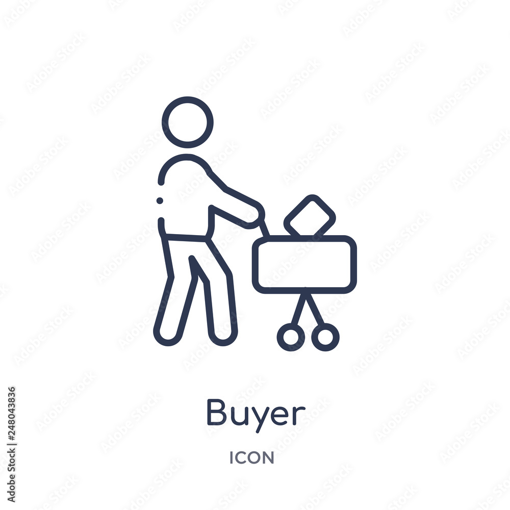 buyer icon from payment methods outline collection. Thin line buyer icon isolated on white background. buyer icon from payment methods outline collection. Thin line buyer icon isolated on white background.