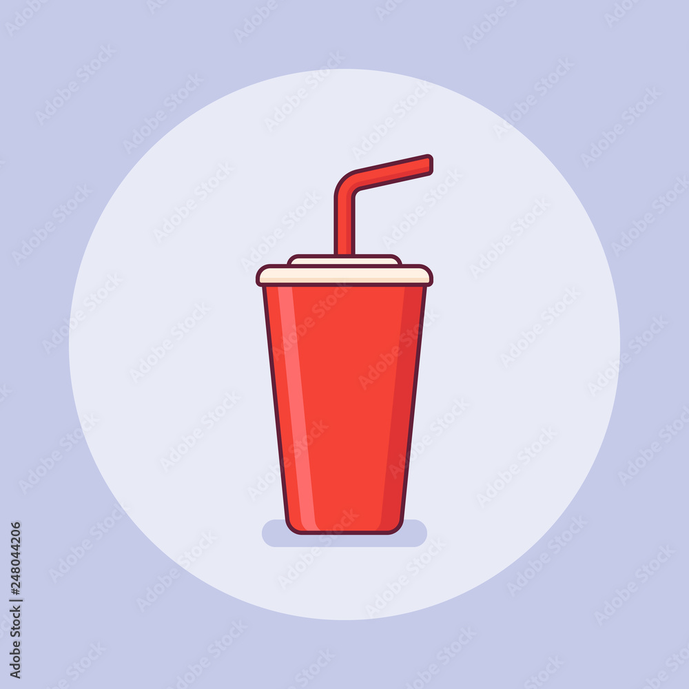Cup of soda flat line icon. Vector illustration. Cup of soda flat line icon. Vector illustration.