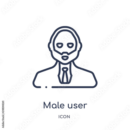 male user manager face icon from people outline collection. Thin line male user manager face icon isolated on white background. © Meth Mehr
