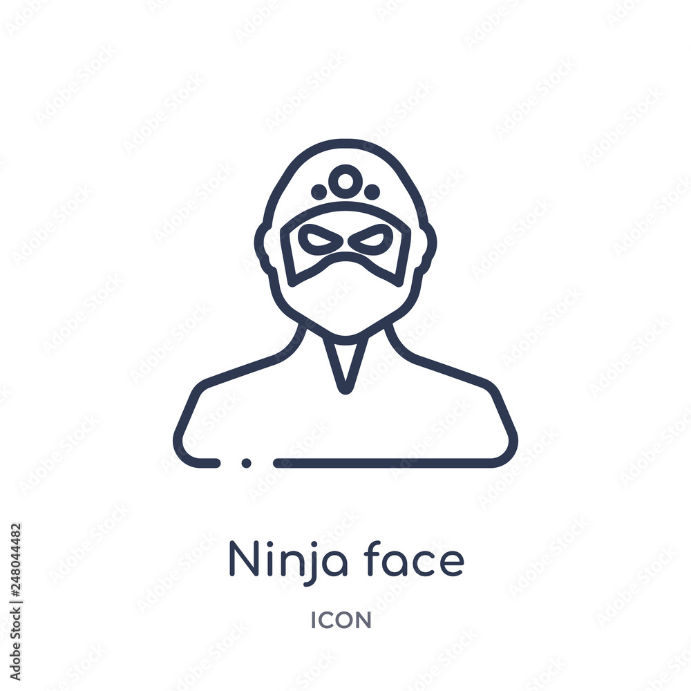 ninja face icon from people outline collection. Thin line ninja face icon isolated on white background.