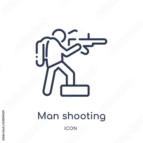 man shooting icon from people outline collection. Thin line man shooting icon isolated on white background.