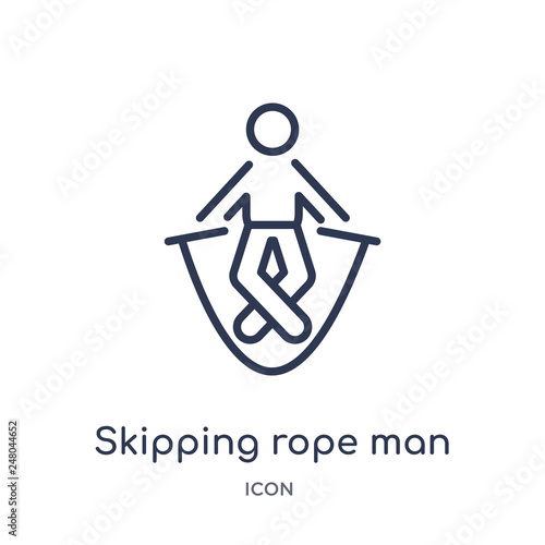 skipping rope man icon from people outline collection. Thin line skipping rope man icon isolated on white background.