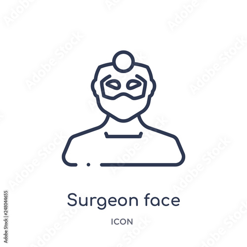 surgeon face icon from people outline collection. Thin line surgeon face icon isolated on white background.