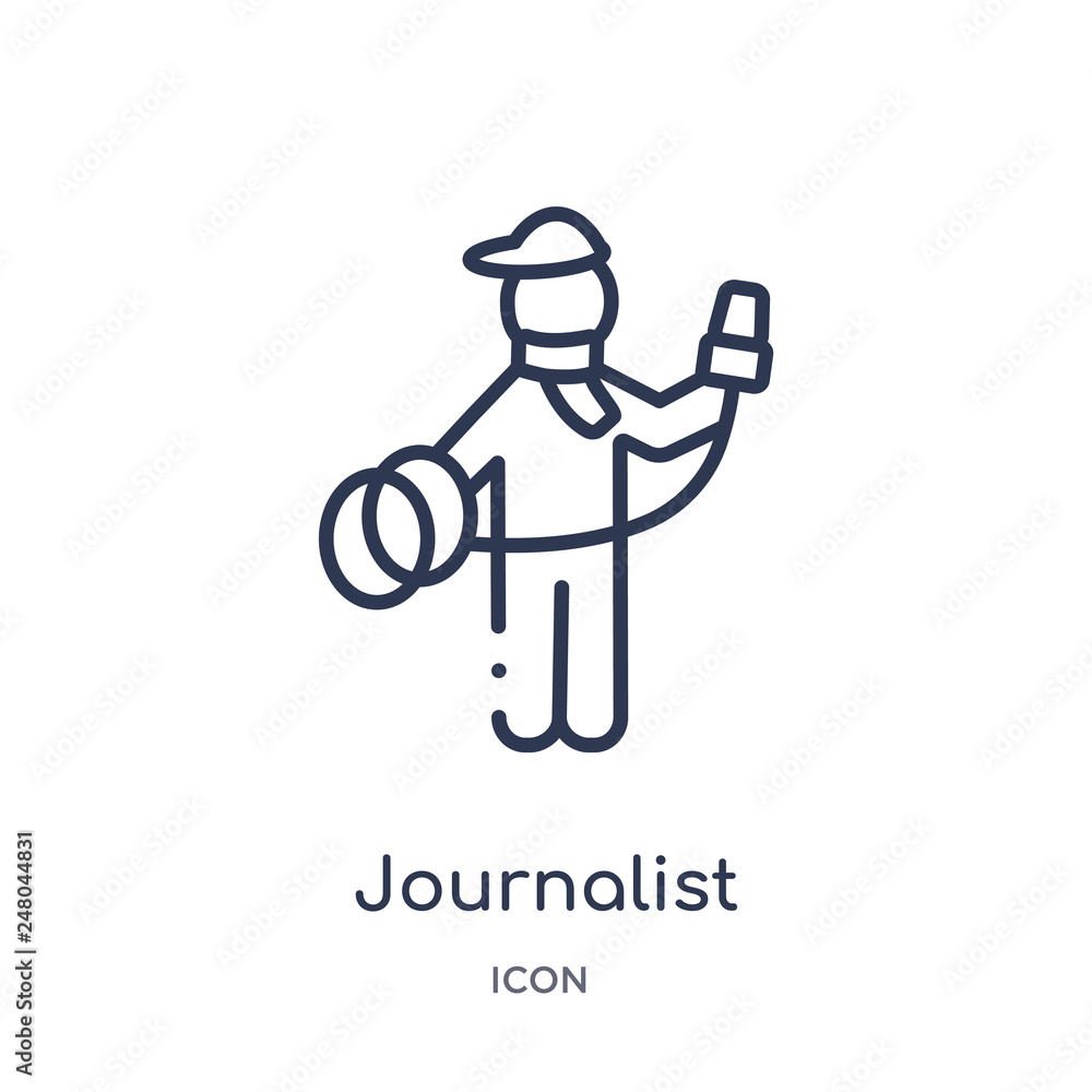 journalist icon from people skills outline collection. Thin line journalist icon isolated on white background. journalist icon from people skills outline collection. Thin line journalist icon isolated on white background.