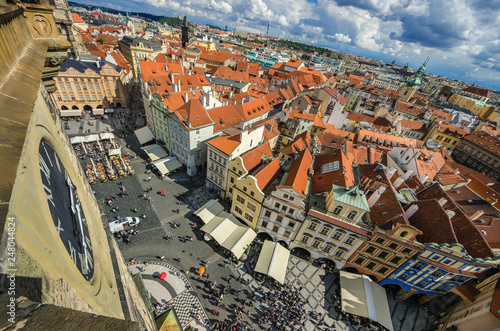 Prague Old Town Square and Church of Mother of God before Tyn in Prague, Czech Republic. photo