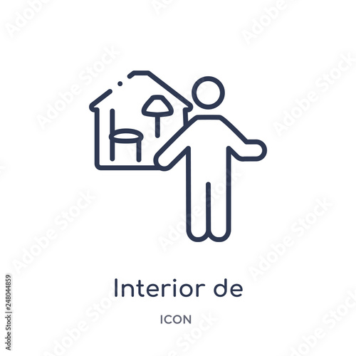 interior de icon from people skills outline collection. Thin line interior de icon isolated on white background.
