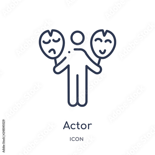 actor icon from people skills outline collection. Thin line actor icon isolated on white background.