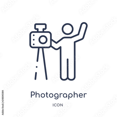 photographer icon from people skills outline collection. Thin line photographer icon isolated on white background.