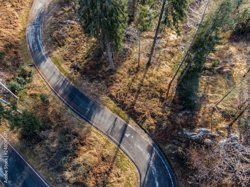 Top view of the the road in Italy