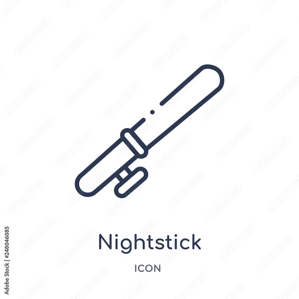 nightstick icon from political outline collection. Thin line nightstick icon isolated on white background. nightstick icon from political outline collection. Thin line nightstick icon isolated on white background.