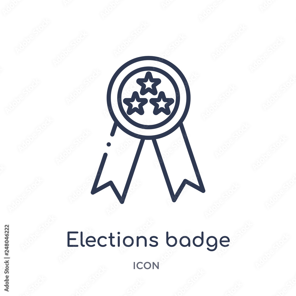 elections badge with a star icon from political outline collection. Thin line elections badge with a star icon isolated on white background. elections badge with a star icon from political outline collection. Thin line elections badge with a star icon isolated on white background.