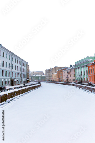 Embankment of the river Moika in the winter afternoon. St. Petersburg. Russia