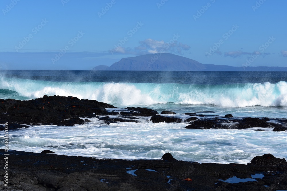 Waves breaking on the rocks