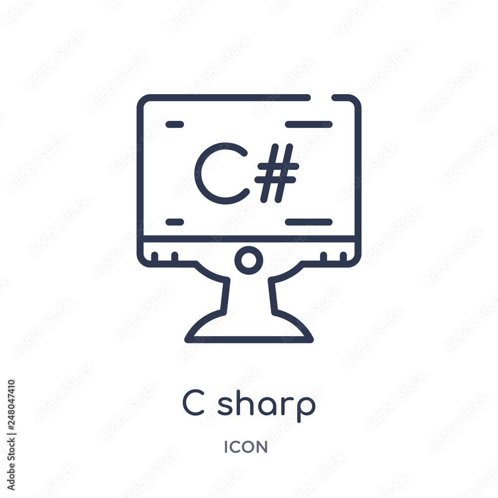 c sharp icon from programming outline collection. Thin line c sharp icon isolated on white background. c sharp icon from programming outline collection. Thin line c sharp icon isolated on white background.