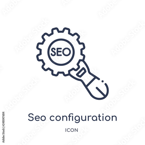 seo configuration icon from programming outline collection. Thin line seo configuration icon isolated on white background.