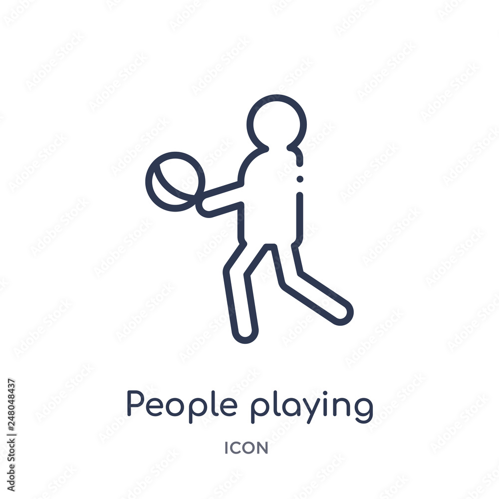 people playing ball icon from recreational games outline collection. Thin line people playing ball icon isolated on white background. people playing ball icon from recreational games outline collection. Thin line people playing ball icon isolated on white background.