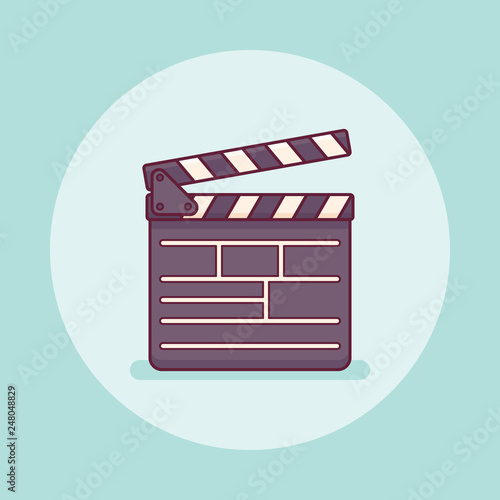Movie clapper board flat line icon. Vector illustration.